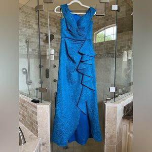 Tadashi Shoji floral-motif ruffled maxi dress - blue